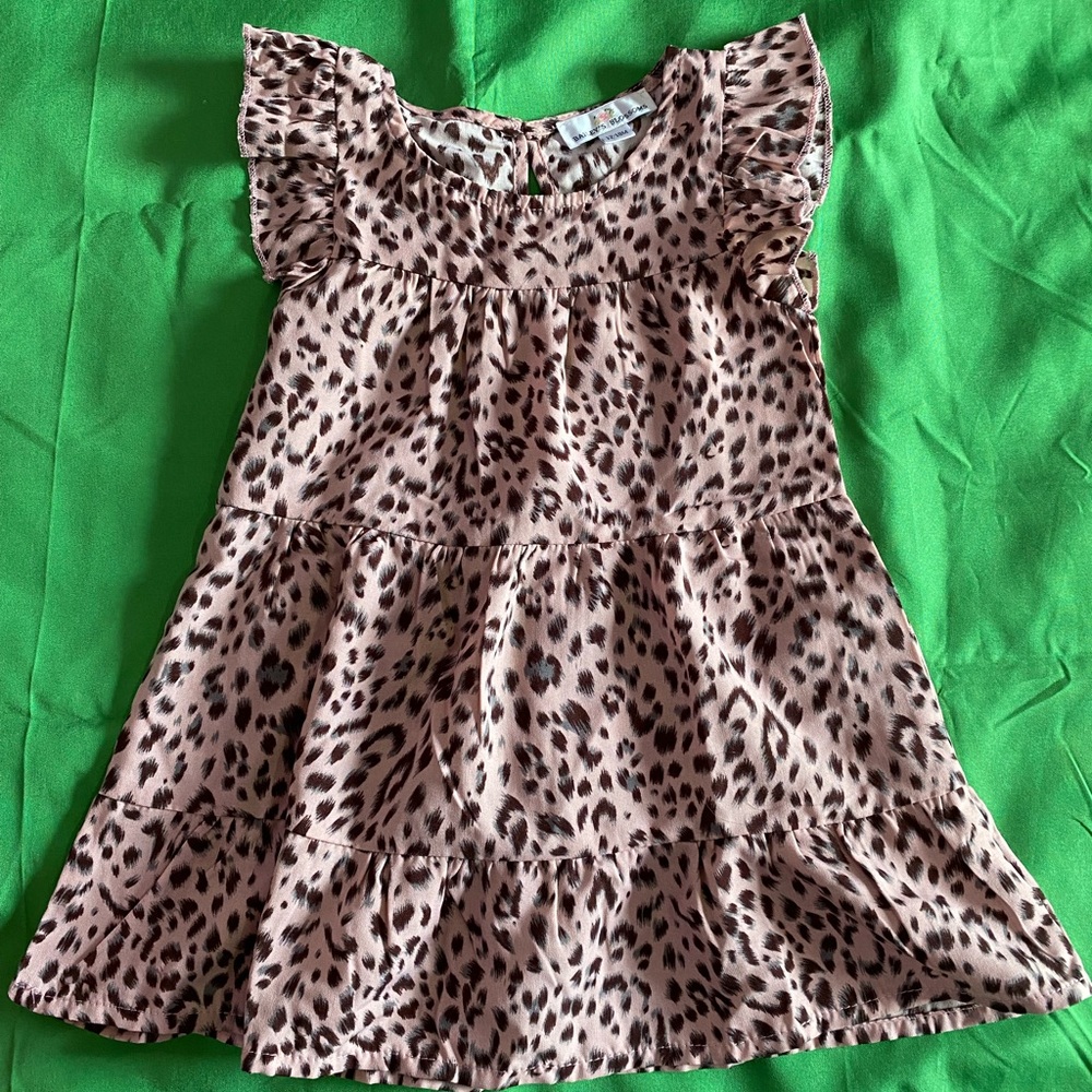 Leopard Print Kids Ruffle Dress